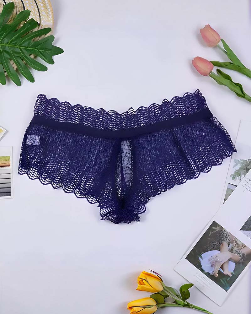 ?Flash Sale-Plus Size Floral Lace Crisscross Panties