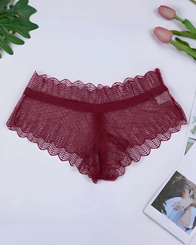 ?Flash Sale-Plus Size Floral Lace Crisscross Panties