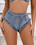 High Waisted Denim Shorts ¨C Light Wash Frayed Hem Shorts