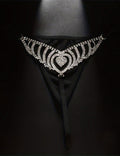 Rhinestone Heart Waist Chain Thong ¡§C Sparkling Crystal Belly Chain G-String