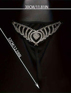 Rhinestone Heart Waist Chain Thong ¡§C Sparkling Crystal Belly Chain G-String