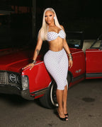Polka Dot Halter Crop Top and High Waisted Capri Pants Set
