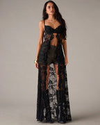 Strapless Heart Rhinestone Sheer Maxi Dress ¡§C Corset Style Mesh Long Lingerie Gown