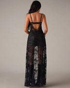 Strapless Heart Rhinestone Sheer Maxi Dress ¡§C Corset Style Mesh Long Lingerie Gown