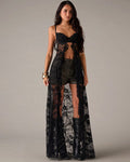 Strapless Heart Rhinestone Sheer Maxi Dress ¡§C Corset Style Mesh Long Lingerie Gown