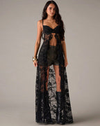 Strapless Heart Rhinestone Sheer Maxi Dress ¡§C Corset Style Mesh Long Lingerie Gown