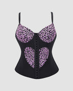 Leopard Print Heart Cutout Corset Top - Spaghetti Strap Bustier Lingerie