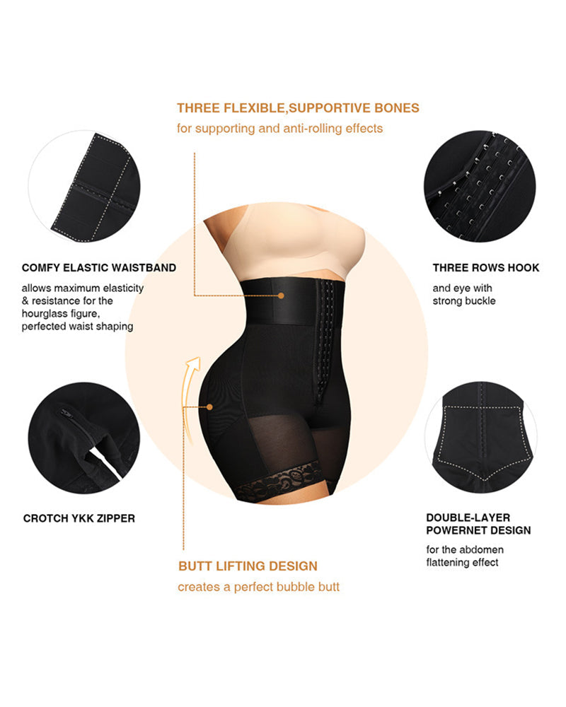 High Waisted Butt Lifting Shapewear Shorts - Tummy Control Waist Trainer