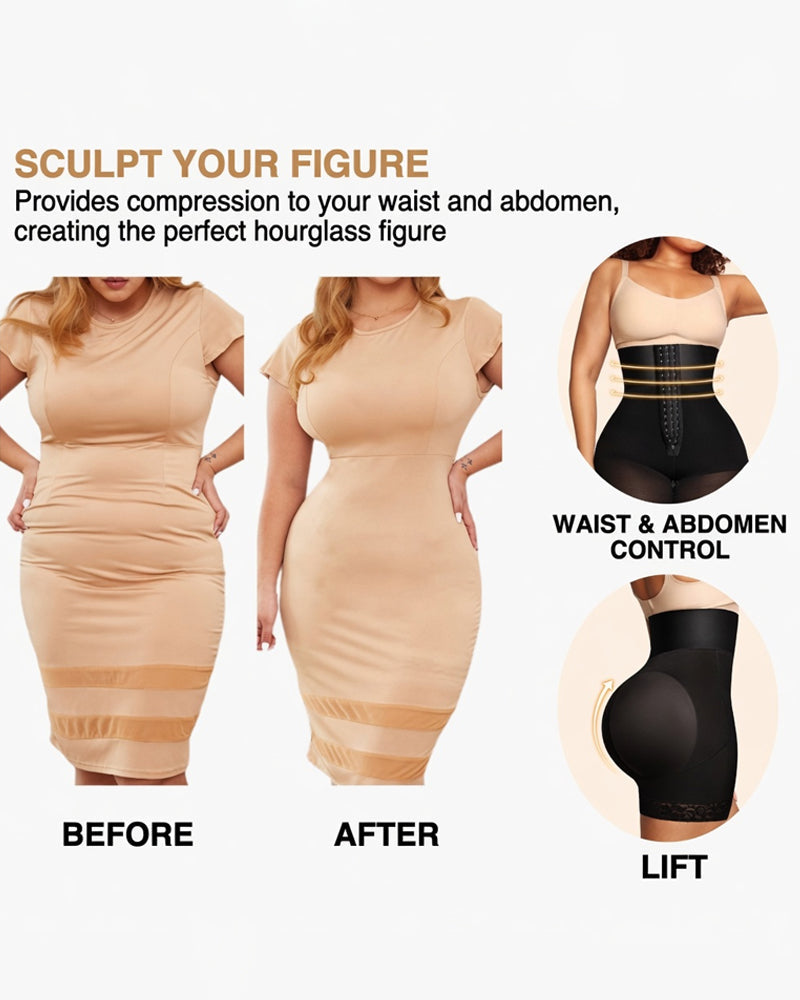 High Waisted Butt Lifting Shapewear Shorts - Tummy Control Waist Trainer