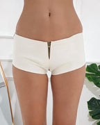 High Waisted Faux Leather Zipper Mini Shorts