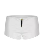 High Waisted Faux Leather Zipper Mini Shorts