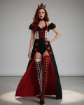 Queen of Hearts Costume Set - Corset Bodysuit with Crown