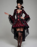 Gothic Vampire Dress with Stand Collar - Victorian Corset Maxi Dress