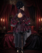 Gothic Vampire Dress with Stand Collar - Victorian Corset Maxi Dress