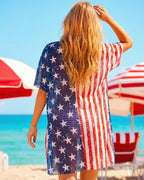 American Flag Bikini Set with Sheer Cover Up