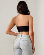 Strapless Hook Front Bandeau Bra- Multi-Row Bustier Crop Top