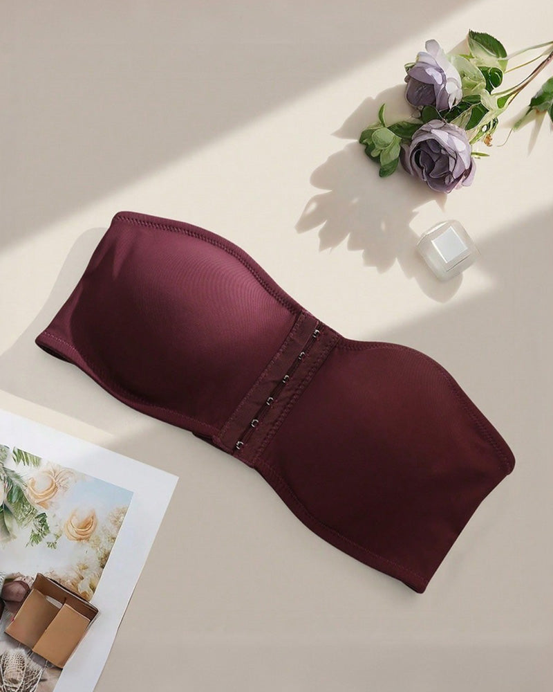 Strapless Hook Front Bandeau Bra- Multi-Row Bustier Crop Top