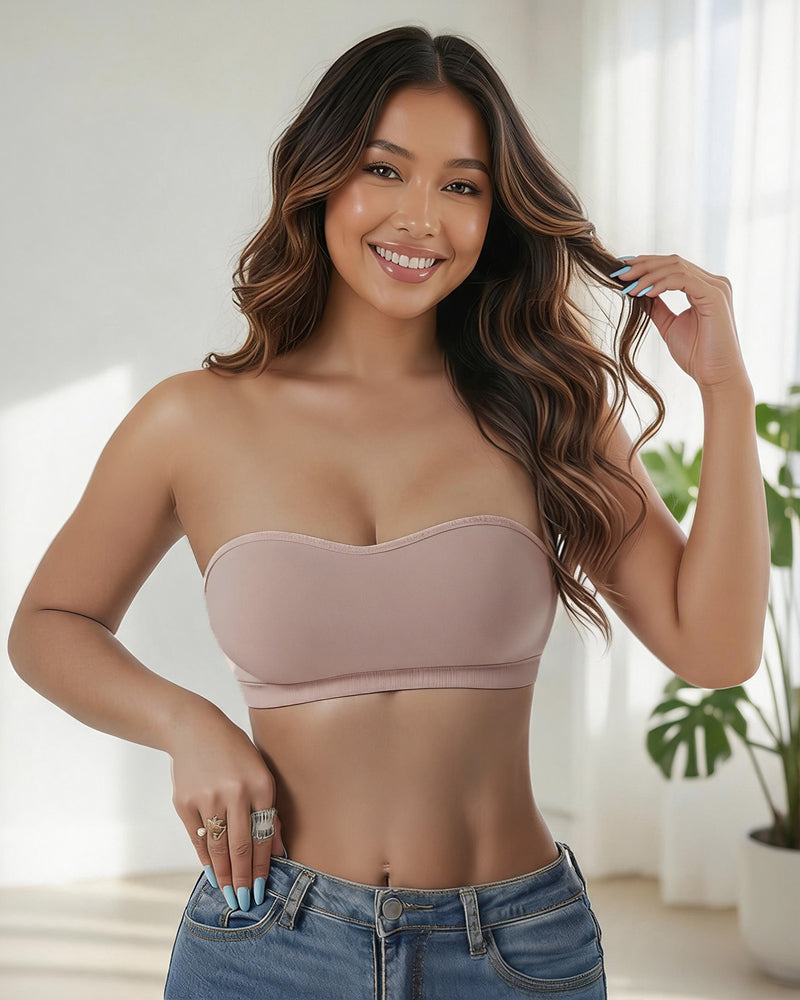 Strapless Side Hook Bandeau Bra Seamless Padded Tube Bra