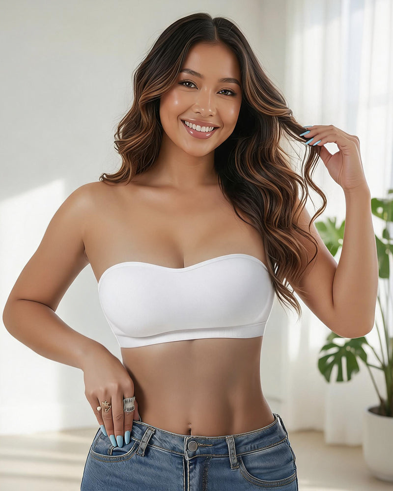 Strapless Side Hook Bandeau Bra Seamless Padded Tube Bra