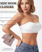 Strapless Side Hook Bandeau Bra Seamless Padded Tube Bra