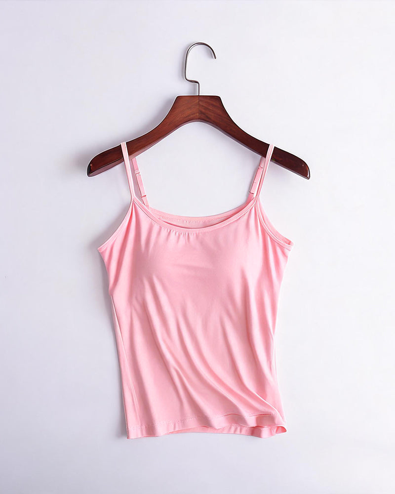 Built-In Bra Spaghetti Strap Tank Top