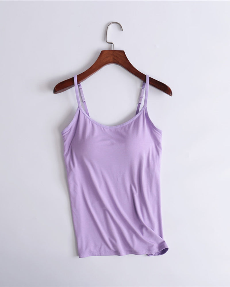 Built-In Bra Spaghetti Strap Tank Top