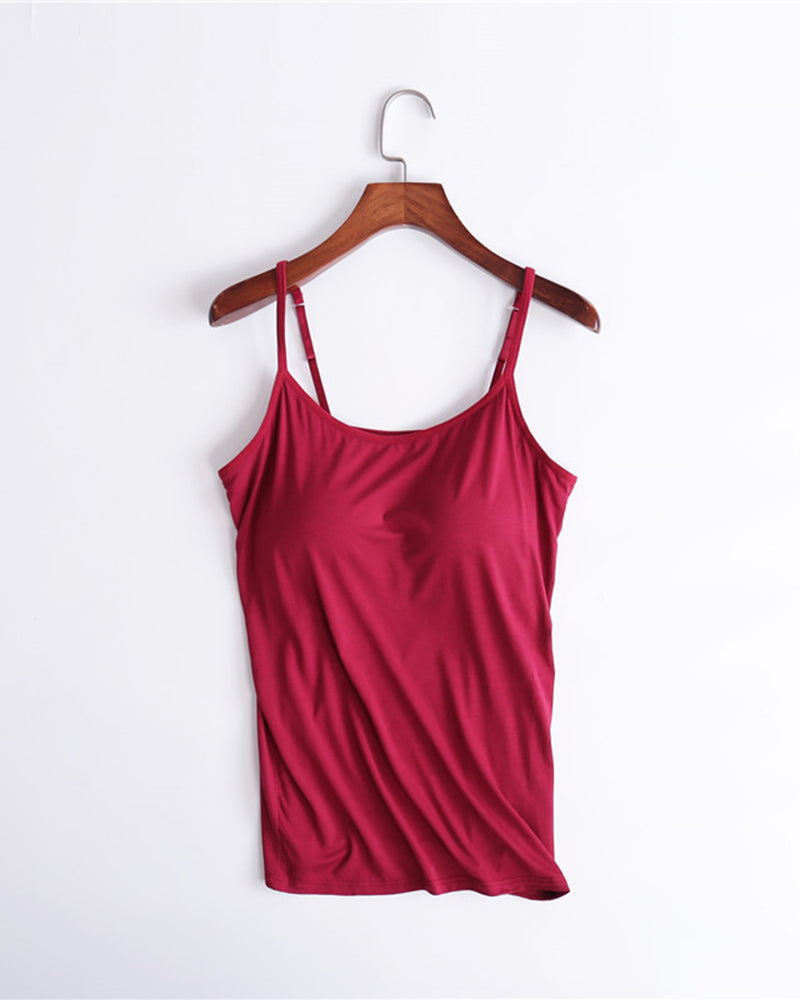 Built-In Bra Spaghetti Strap Tank Top