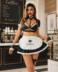 French Maid Costume Set with Apron, Headband & Thong - 7 Piece