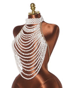 Multi-Layer Pearl Halter Top - Sexy Cascading Pearl Fringe Crop Top