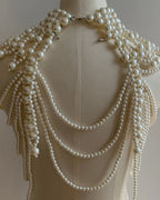 Multi-Layer Pearl Fringe Halter Top - Luxe Cascading Pearl Body Chain
