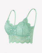 Floral Lace Bralette Crop Top - Wireless Spaghetti Strap Lace Bra