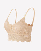 Floral Lace Bralette Crop Top - Wireless Spaghetti Strap Lace Bra