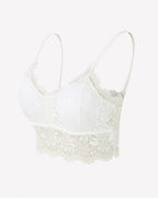 Floral Lace Bralette Crop Top - Wireless Spaghetti Strap Lace Bra