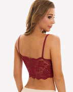 Floral Lace Bralette Crop Top - Wireless Spaghetti Strap Lace Bra