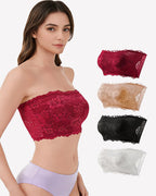 Floral Lace Strapless Bandeau Bra