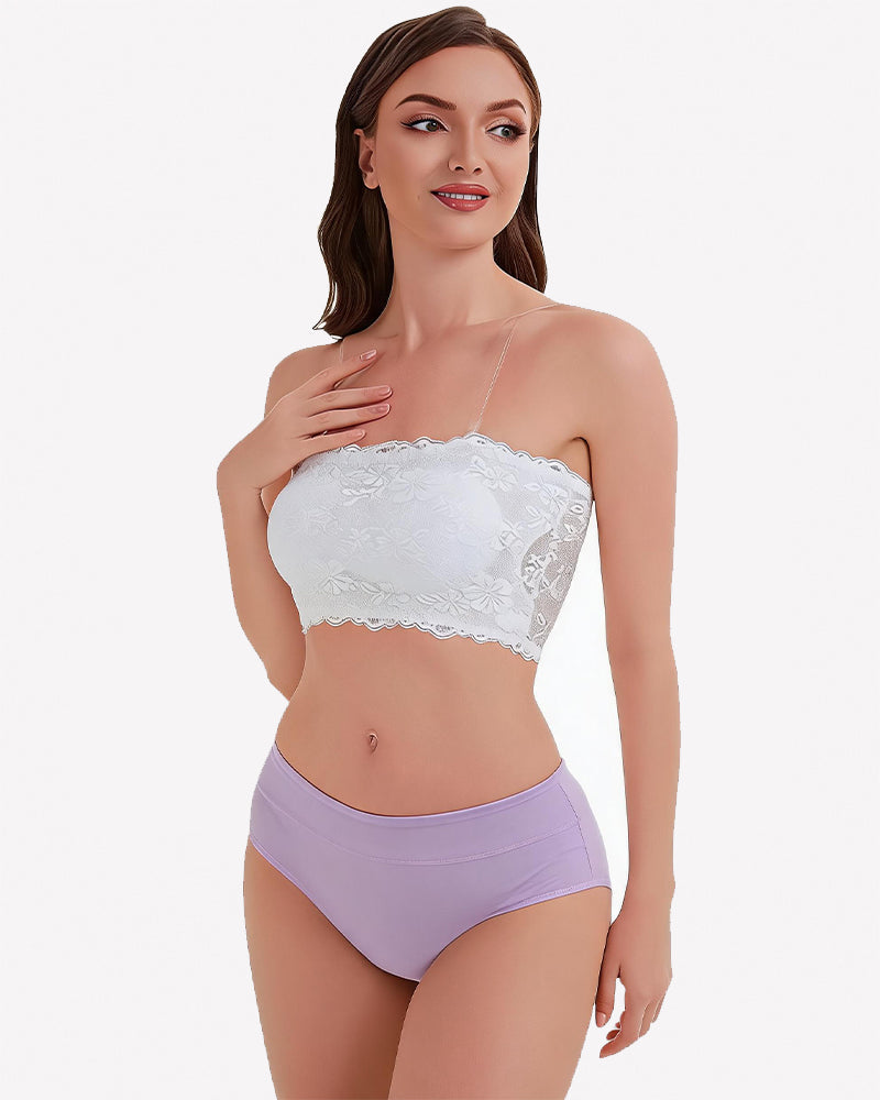 Floral Lace Strapless Bandeau Bra