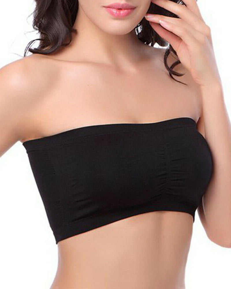 Strapless Bandeau Bra - Wireless Seamless Tube Top Basic Bra