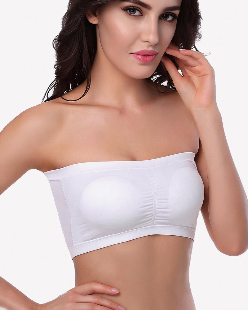 Strapless Bandeau Bra - Wireless Seamless Tube Top Basic Bra