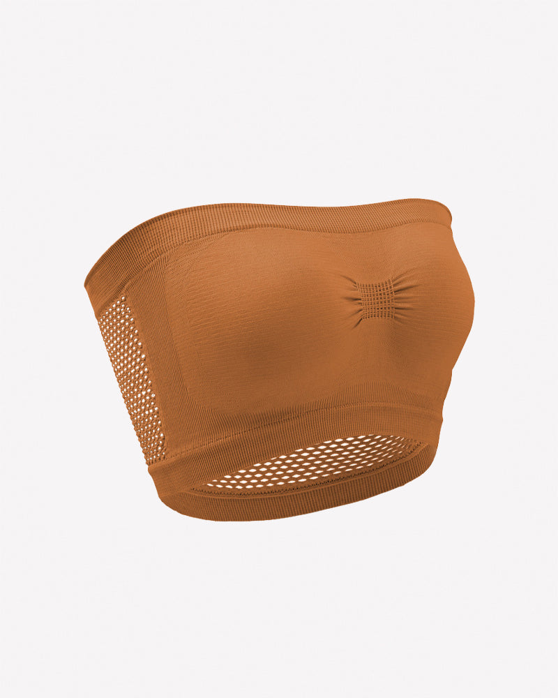 Mesh Panel Strapless Bandeau Bra