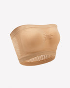 Mesh Panel Strapless Bandeau Bra