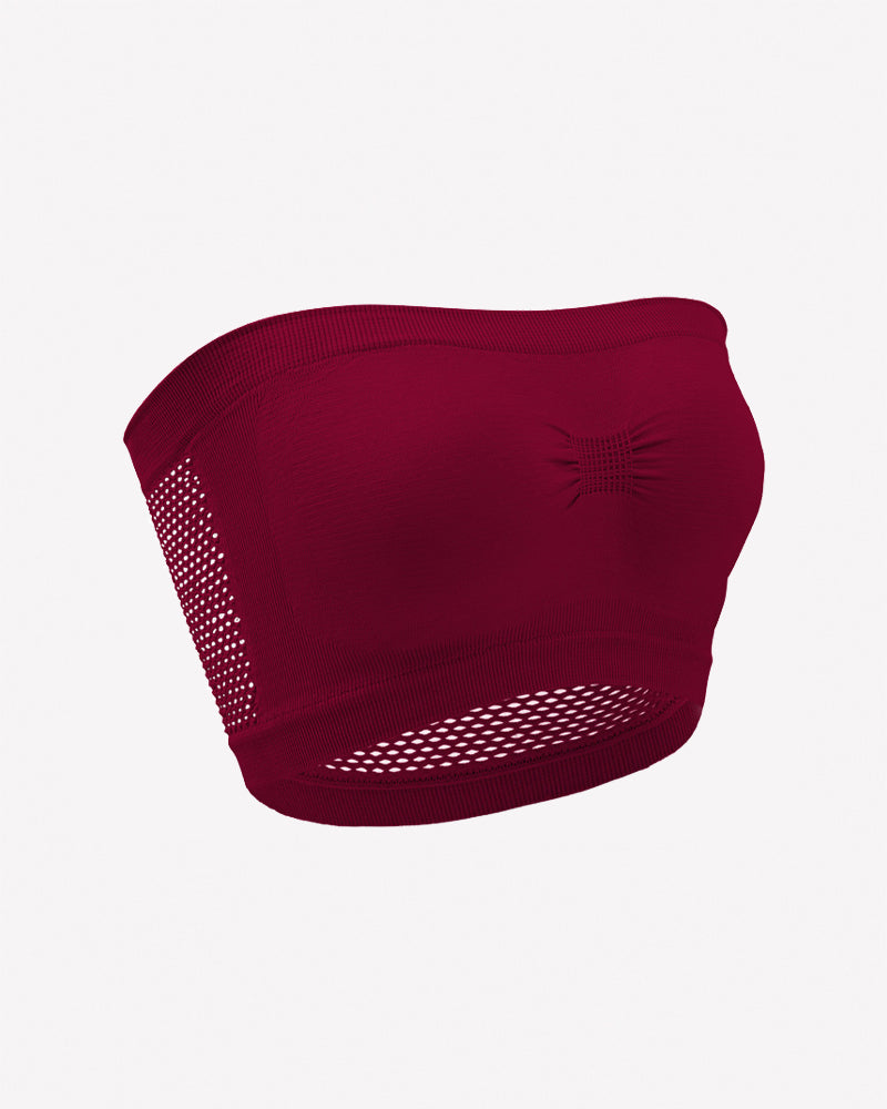 Mesh Panel Strapless Bandeau Bra