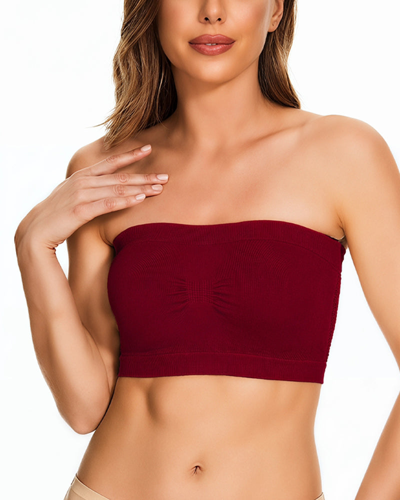 Mesh Panel Strapless Bandeau Bra
