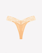 Lace Thong Panties - Low Rise V-Shape Floral Lace Underwear