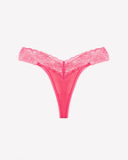 Lace Thong Panties - Low Rise V-Shape Floral Lace Underwear