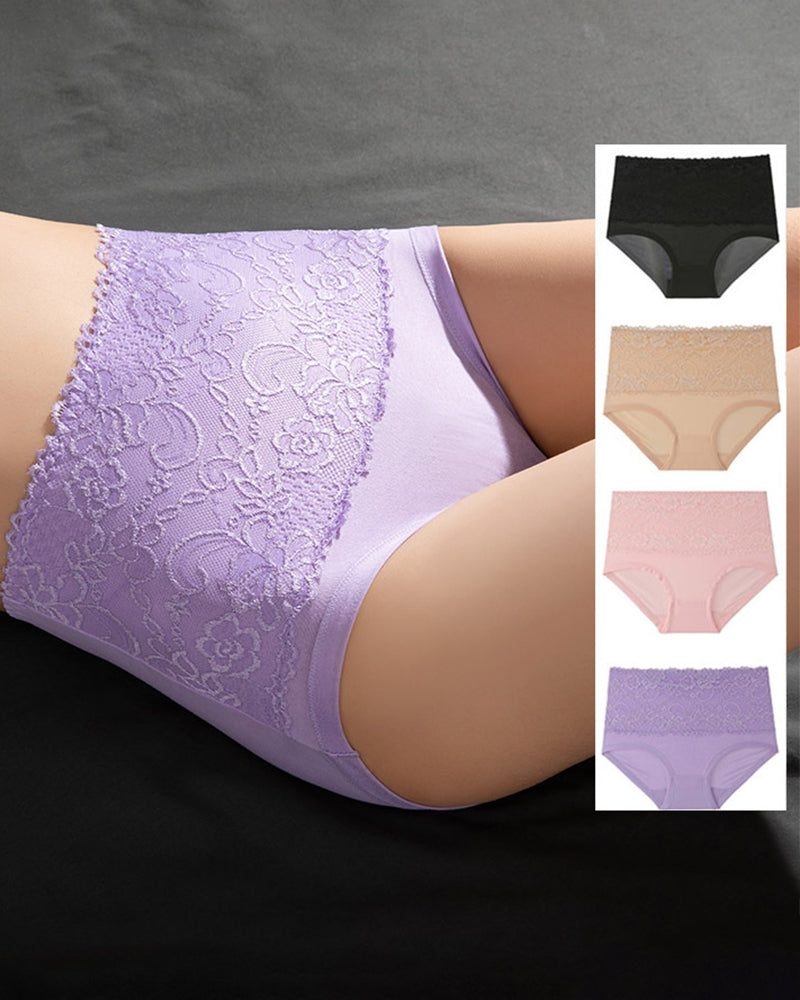 High Waisted Lace Panties Full Coverage Floral Lace Briefs