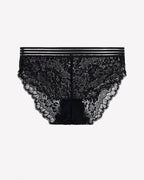 Striped Waist Floral Lace Panties - Sexy Sheer High Stretch Briefs