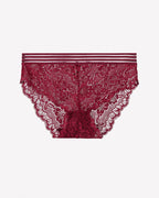 Striped Waist Floral Lace Panties - Sexy Sheer High Stretch Briefs