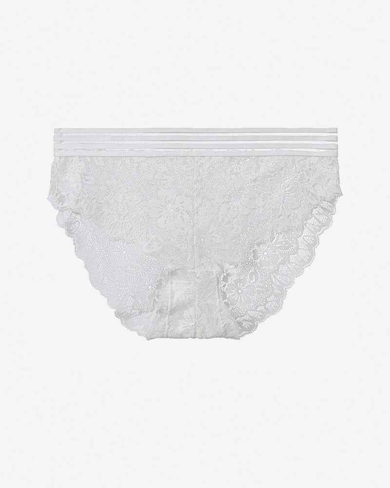 Striped Waist Floral Lace Panties - Sexy Sheer High Stretch Briefs