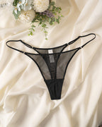 Sheer Mesh Double Strap Thong - Sexy Low Rise Lingerie Panties