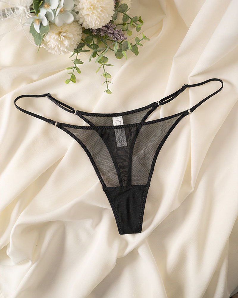 Sheer Mesh Double Strap Thong - Sexy Low Rise Lingerie Panties